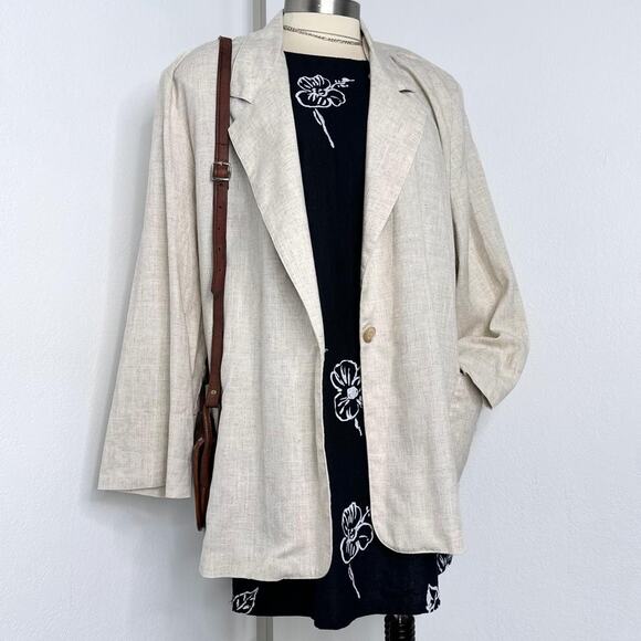 Vintage 90s Minimalist Costal One Button Blazer Unlined - Picture 1 of 7